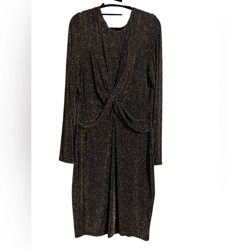 Michael Kors Brown/Gold Pinstripe Dress Size XL